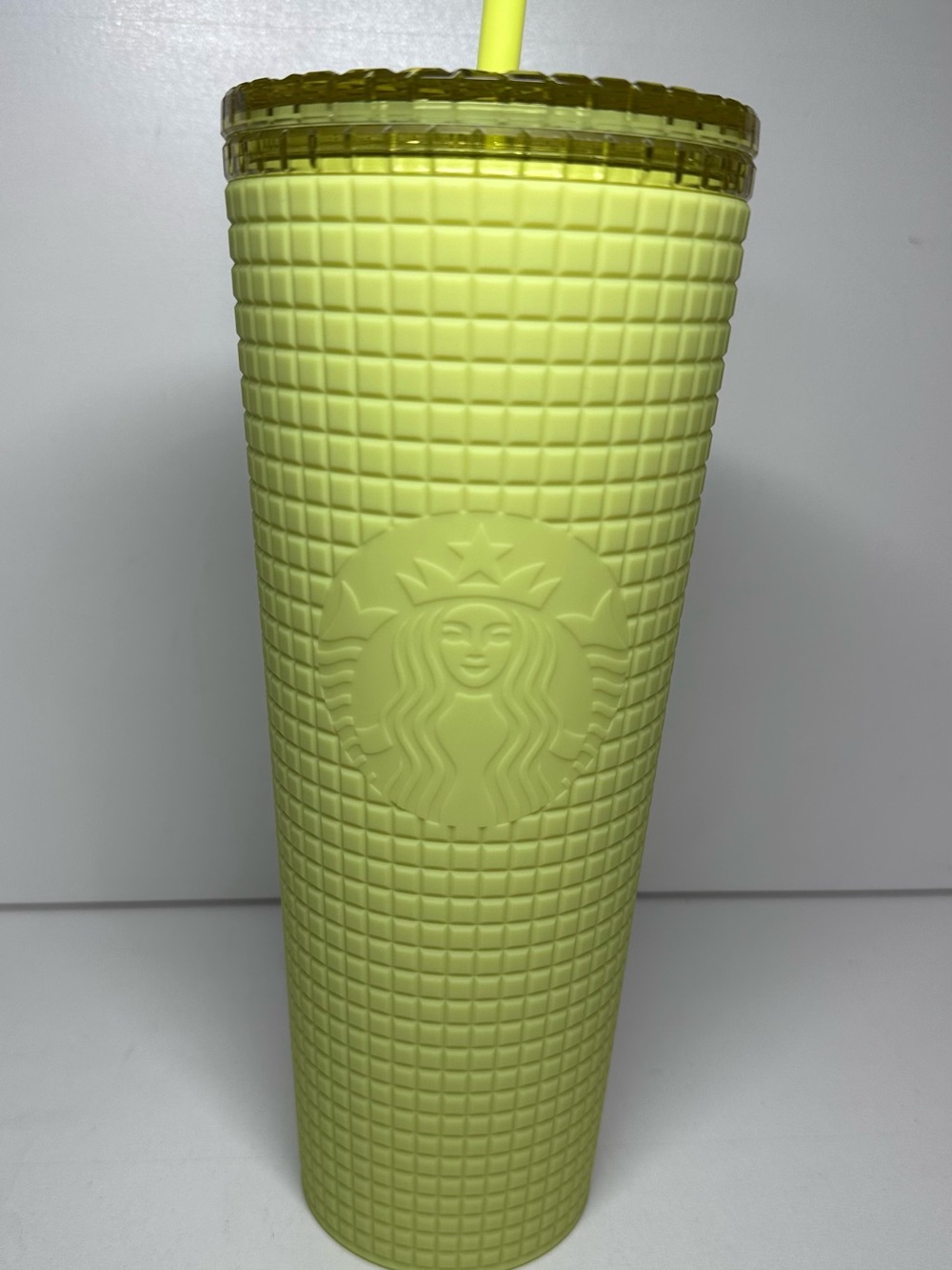 Brand New! Starbucks Bright Yellow Textured Tumbler with Straw